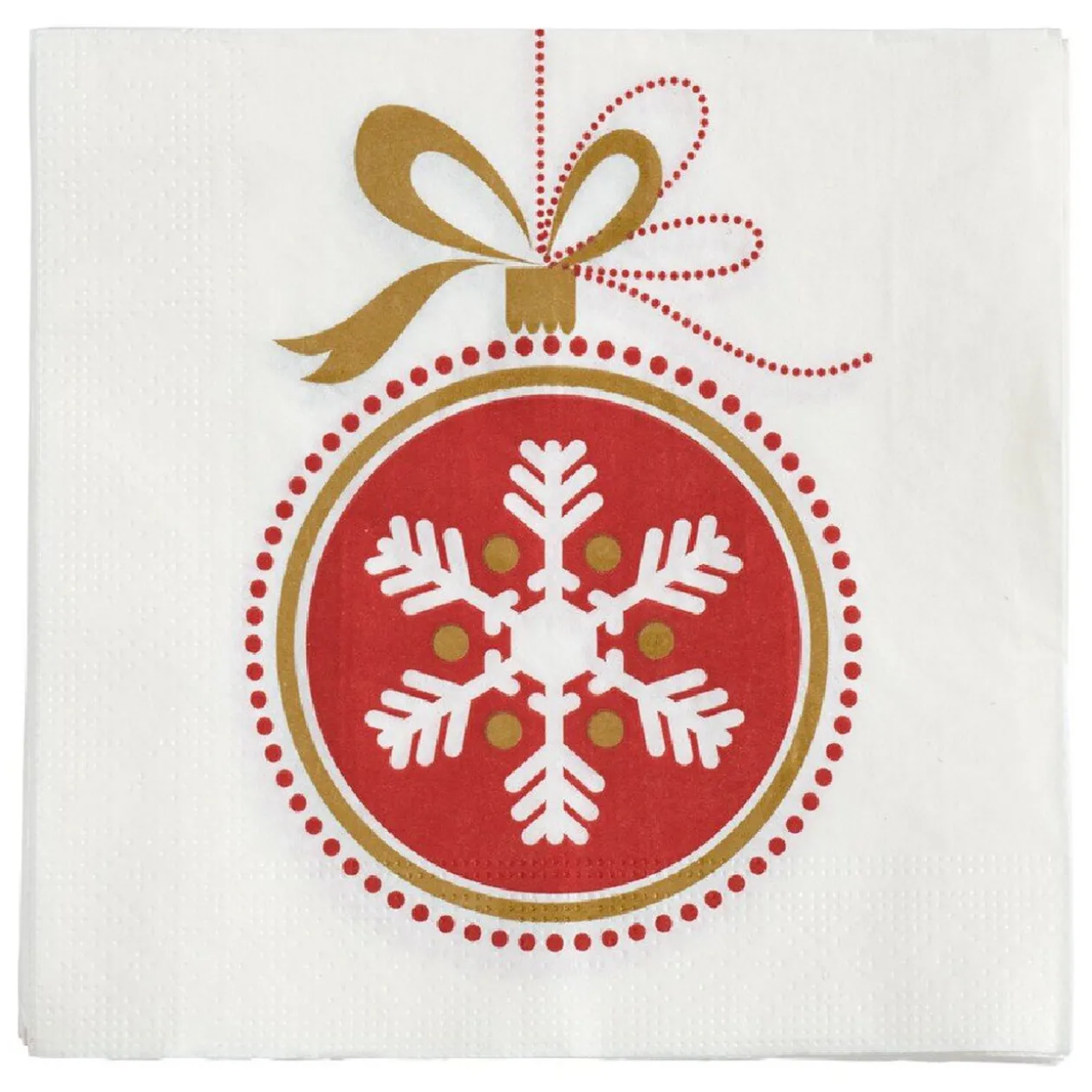 Serviette en papier imprimé boule de Noël rouge doré x20