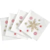 Serviette en papier imprimé guirlande de flocon rouge doré x20