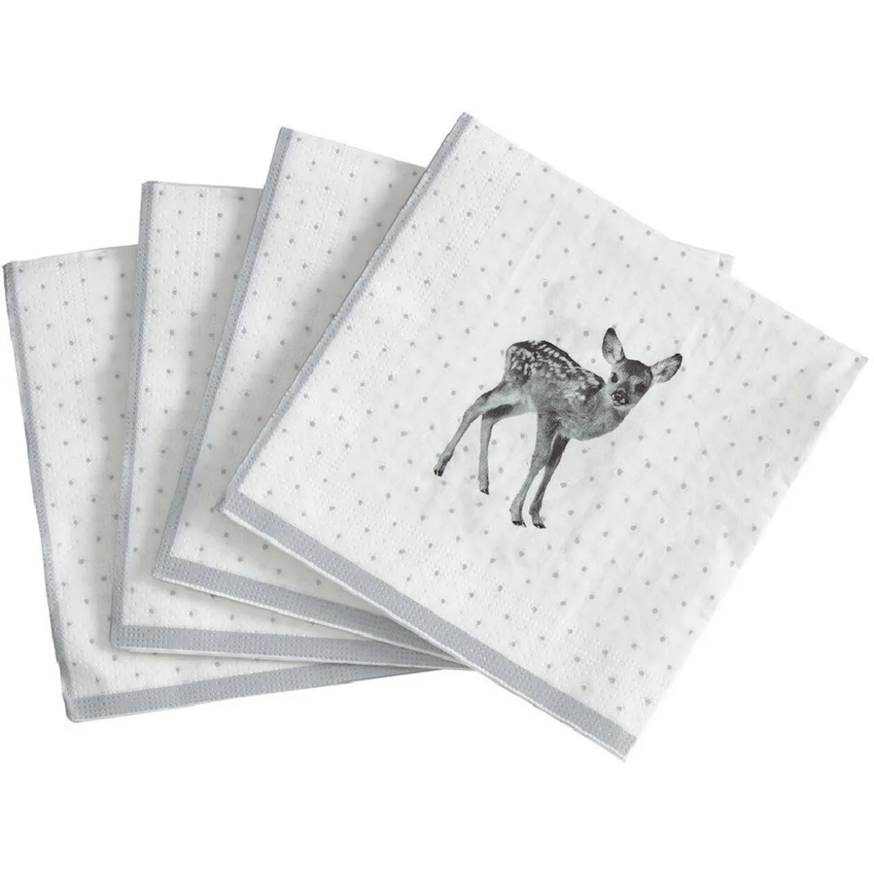 Serviette en papier imprimé bambi gris blanc x20