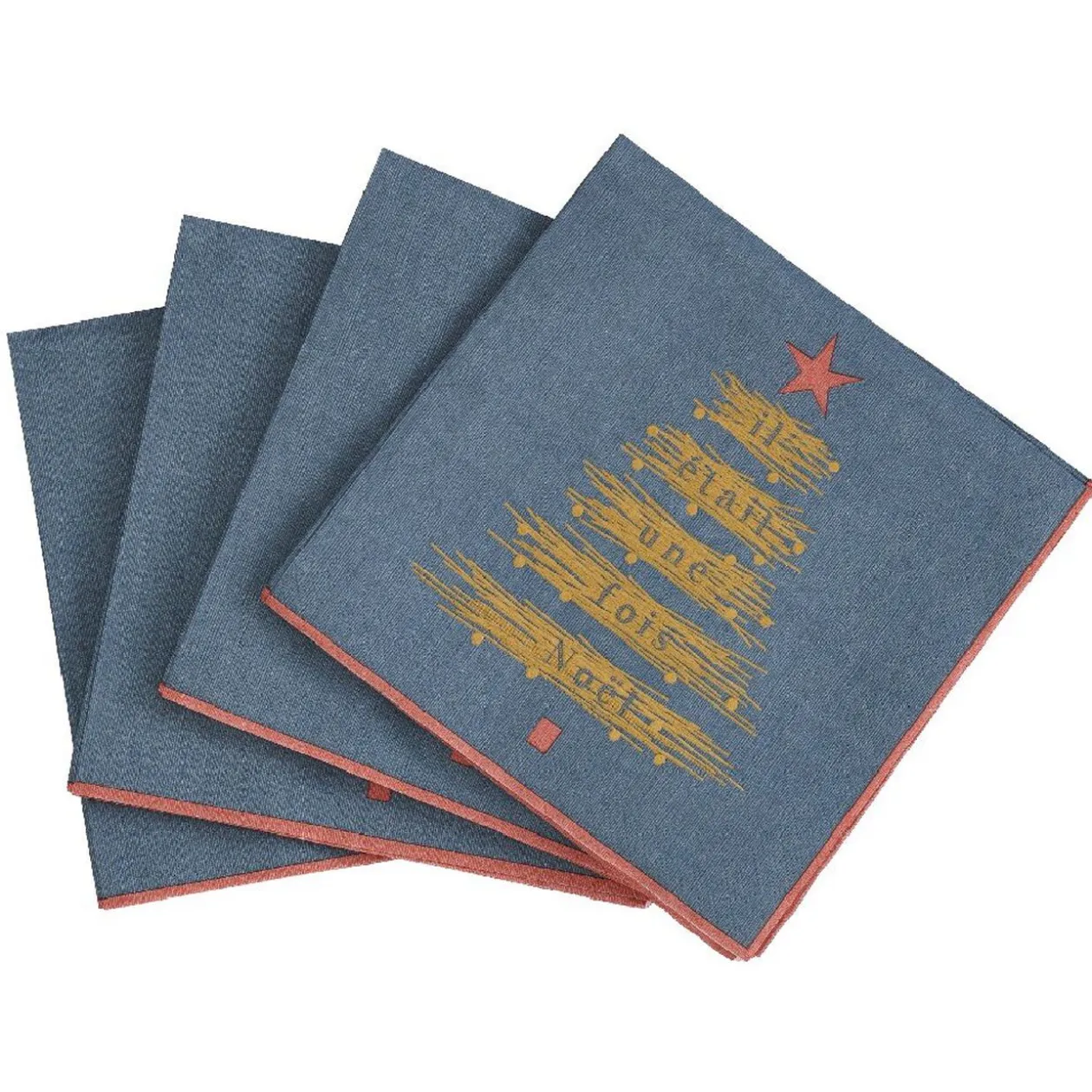 Serviette en papier imprimé Sapin Noël design bleu doré x20