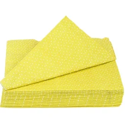Serviette en papier jaune motif confettis blanc x 20
