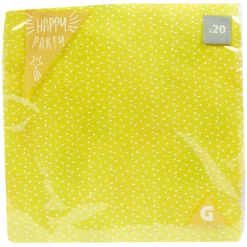 Serviette en papier jaune motif confettis blanc x 20