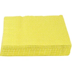 Serviette en papier jaune motif confettis blanc x 20