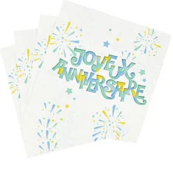 Serviette en papier Joyeux anniversaire et feux d'artifice x 16