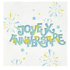 Serviette en papier Joyeux anniversaire et feux d'artifice x 16