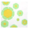Serviette en papier motif fleurs vert fluo et jaune x20