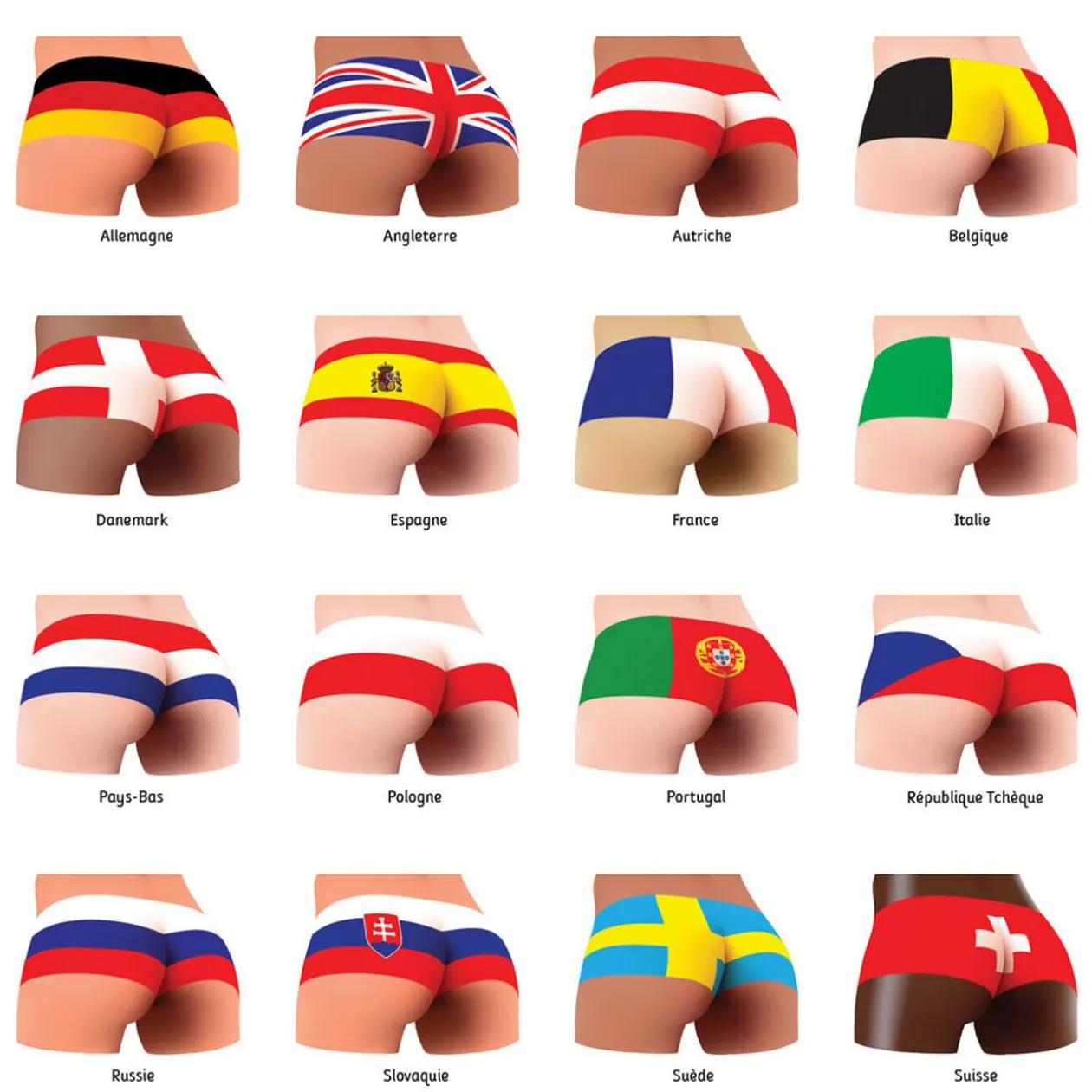 Serviette en papier motif shorty multipays x20