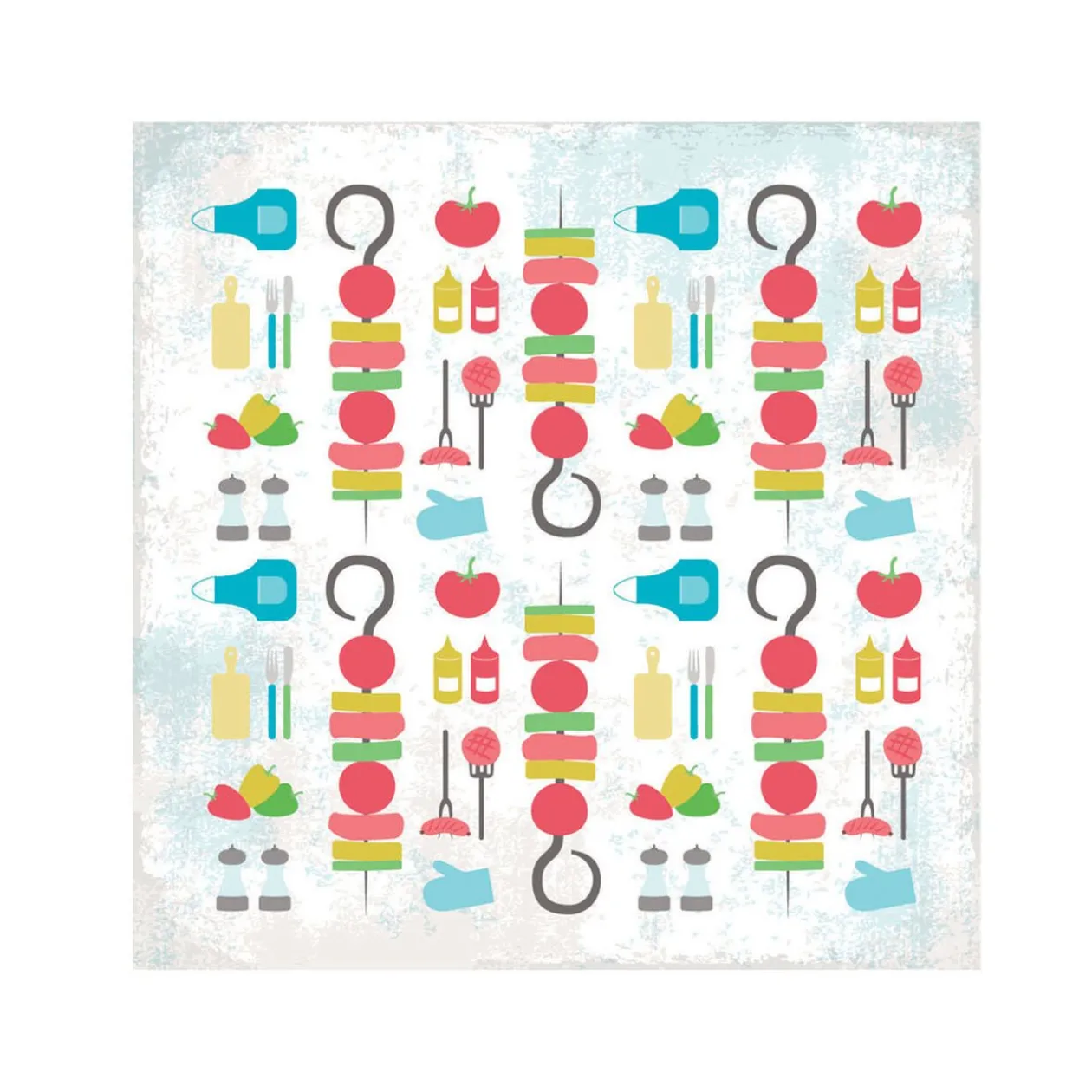 Serviette en papier motif barbecue brochettes x20
