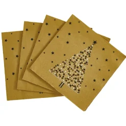 Serviette en papier motif sapin de Noël Doré x20
