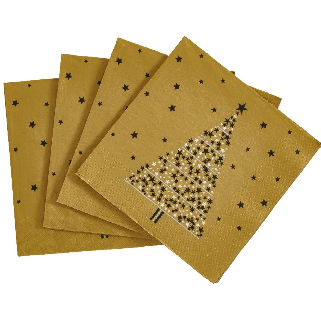 Serviette en papier motif sapin de Noël Doré x20