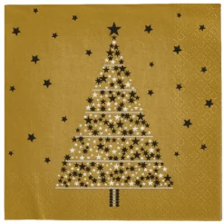 Serviette en papier motif sapin de Noël Doré x20