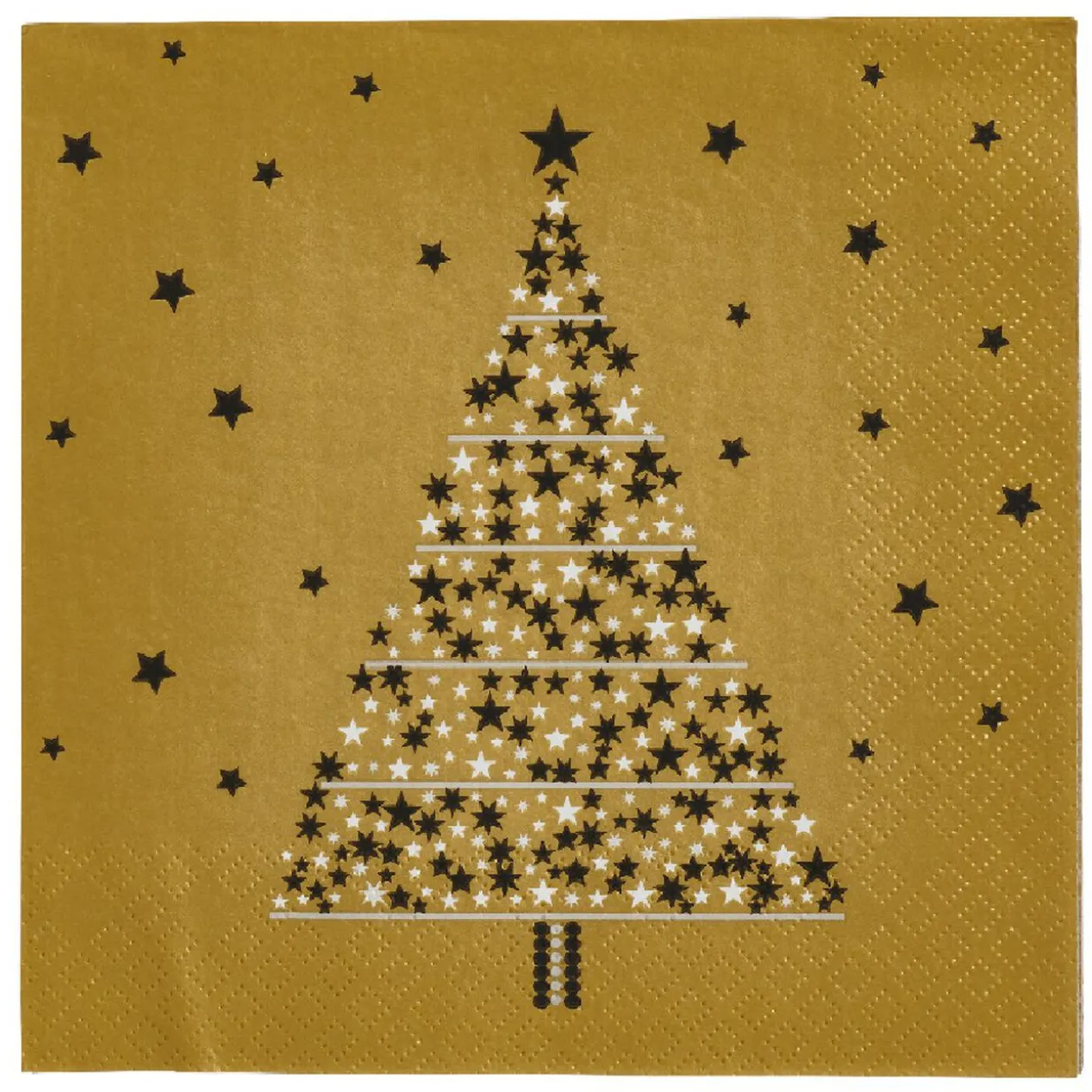 Serviette en papier motif sapin de Noël Doré x20