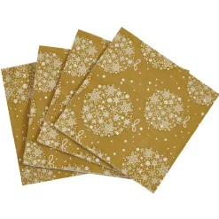 Serviette en papier motif boules de Noël Doré x20