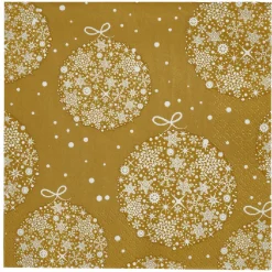 Serviette en papier motif boules de Noël Doré x20