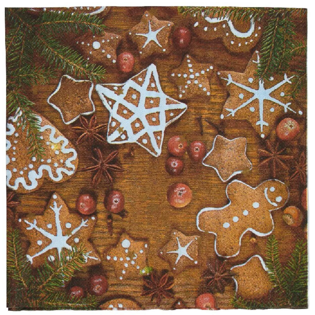 Serviette en papier motif biscuits de Noël x20