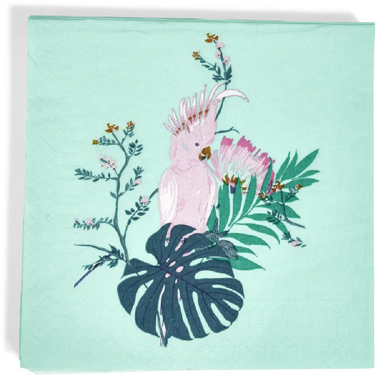 Serviette en papier motif oiseau tropical bleu vert x20
