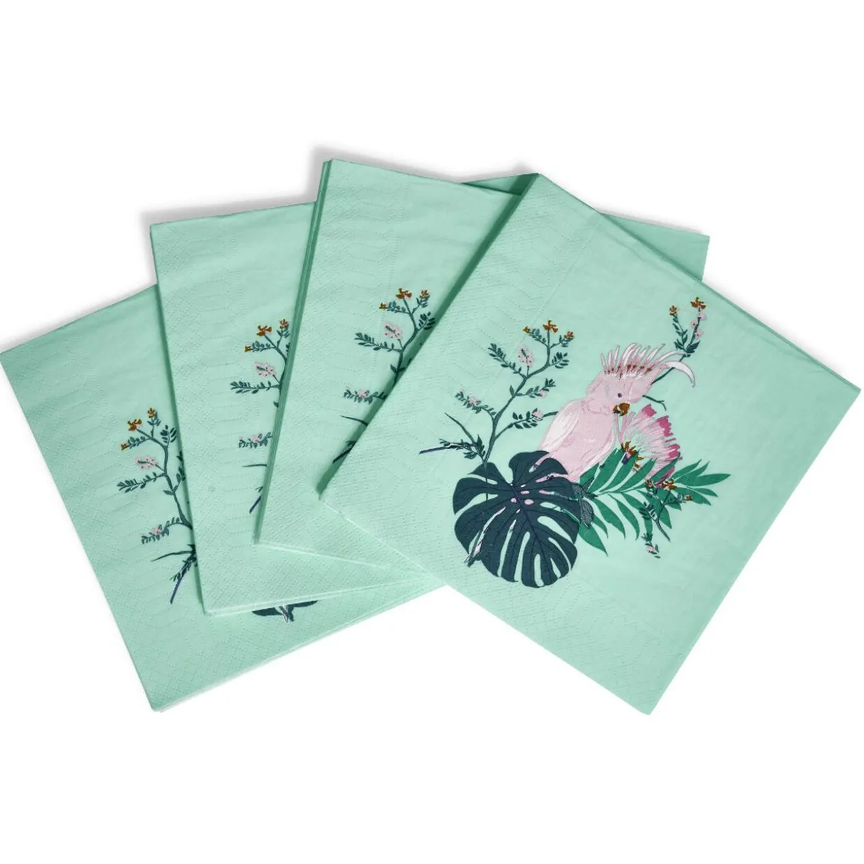 Serviette en papier motif oiseau tropical bleu vert x20