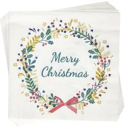 Serviette en papier motif Couronne de Noël x20