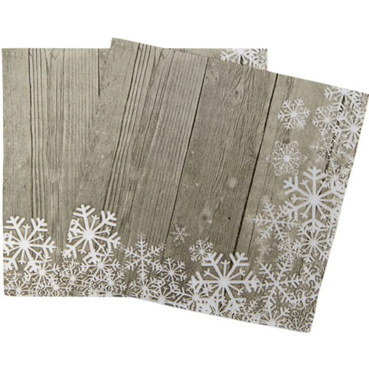 Serviette en papier motif flocons blanc naturel x20