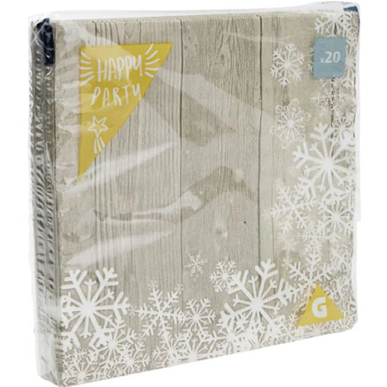 Serviette en papier motif flocons blanc naturel x20