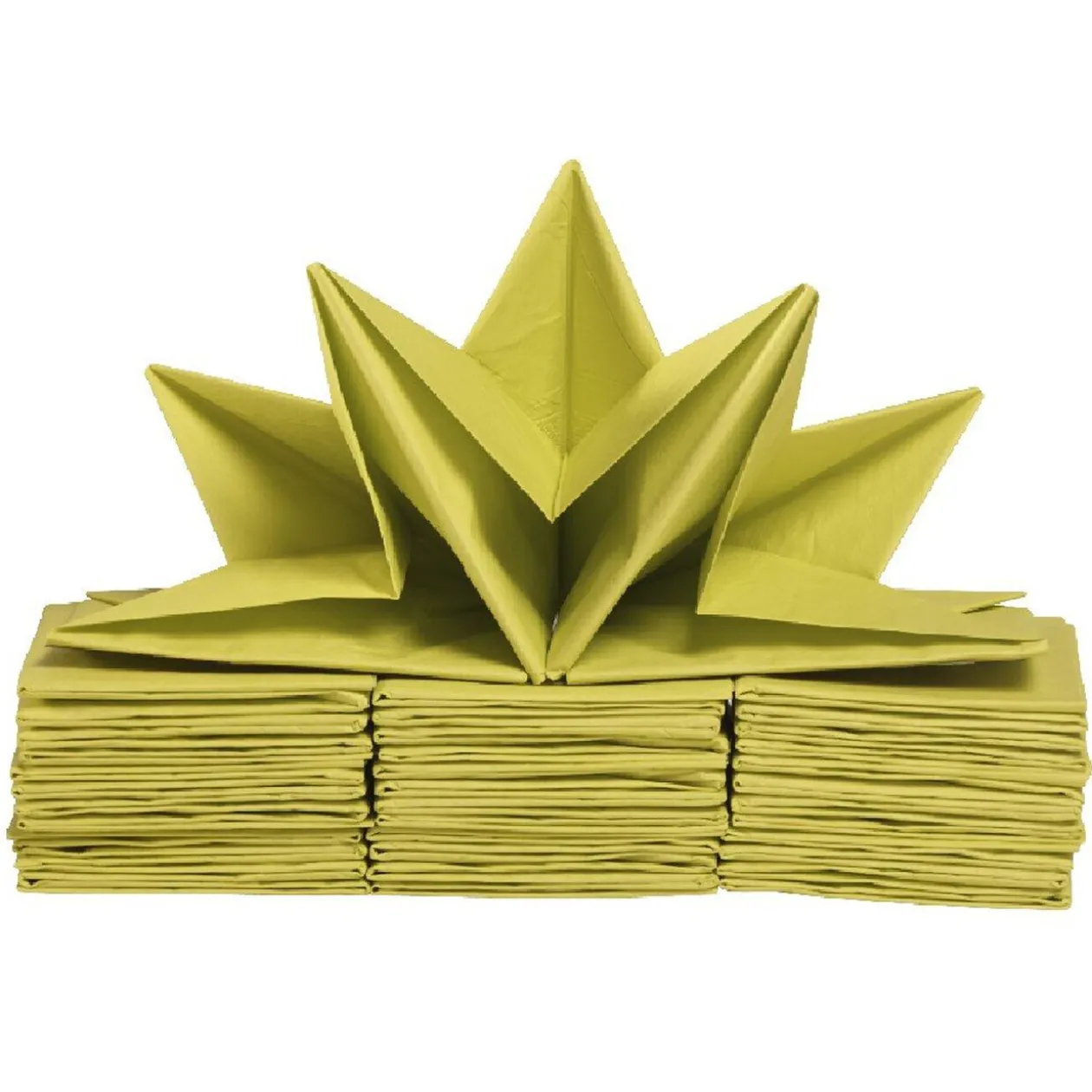 Serviette en papier pré pliée vert anis x12