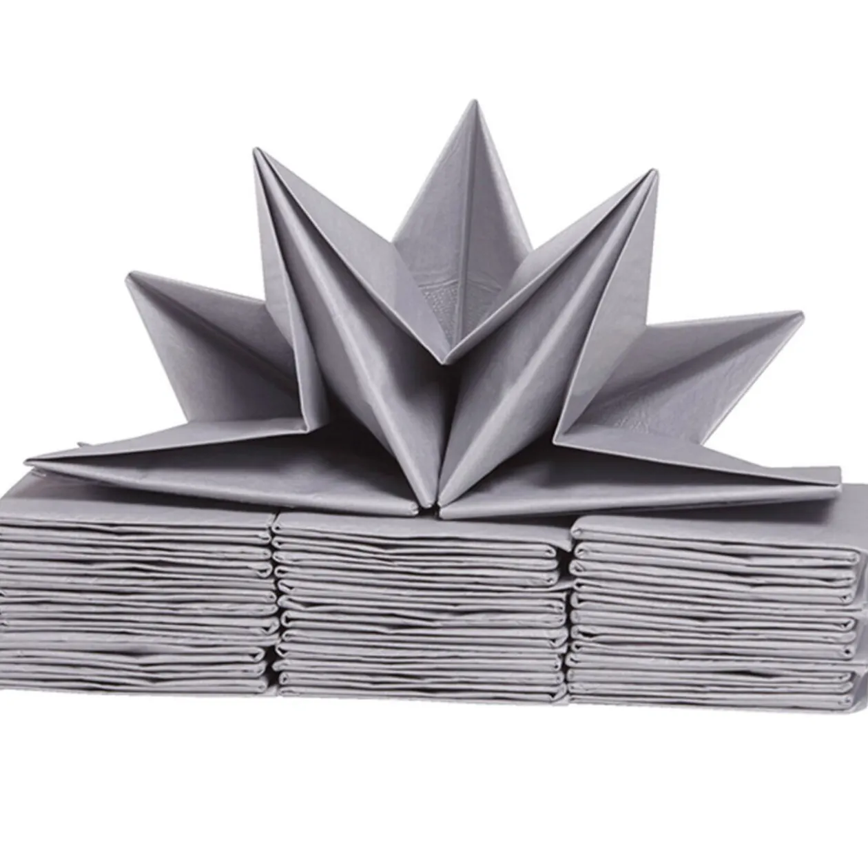 Serviette en papier pré pliée argentée x12