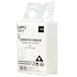Serviette en papier uni blanc x100