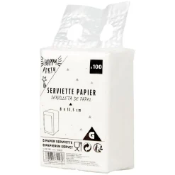 Serviette en papier uni blanc x100