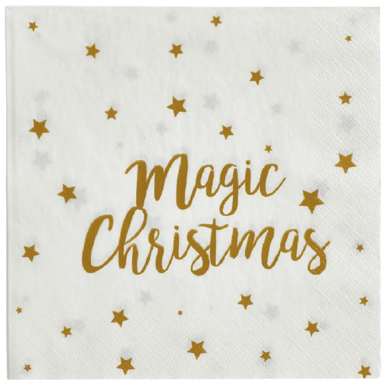 Serviette inscription Magic Christmas blanche et dorée x20