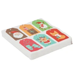 Serviette jetable design étiquettes de noël x20