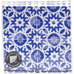 Serviette jetable motif mosaïque bleu x20