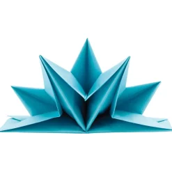 Serviette jetable pré pliée bleue turquoise x12