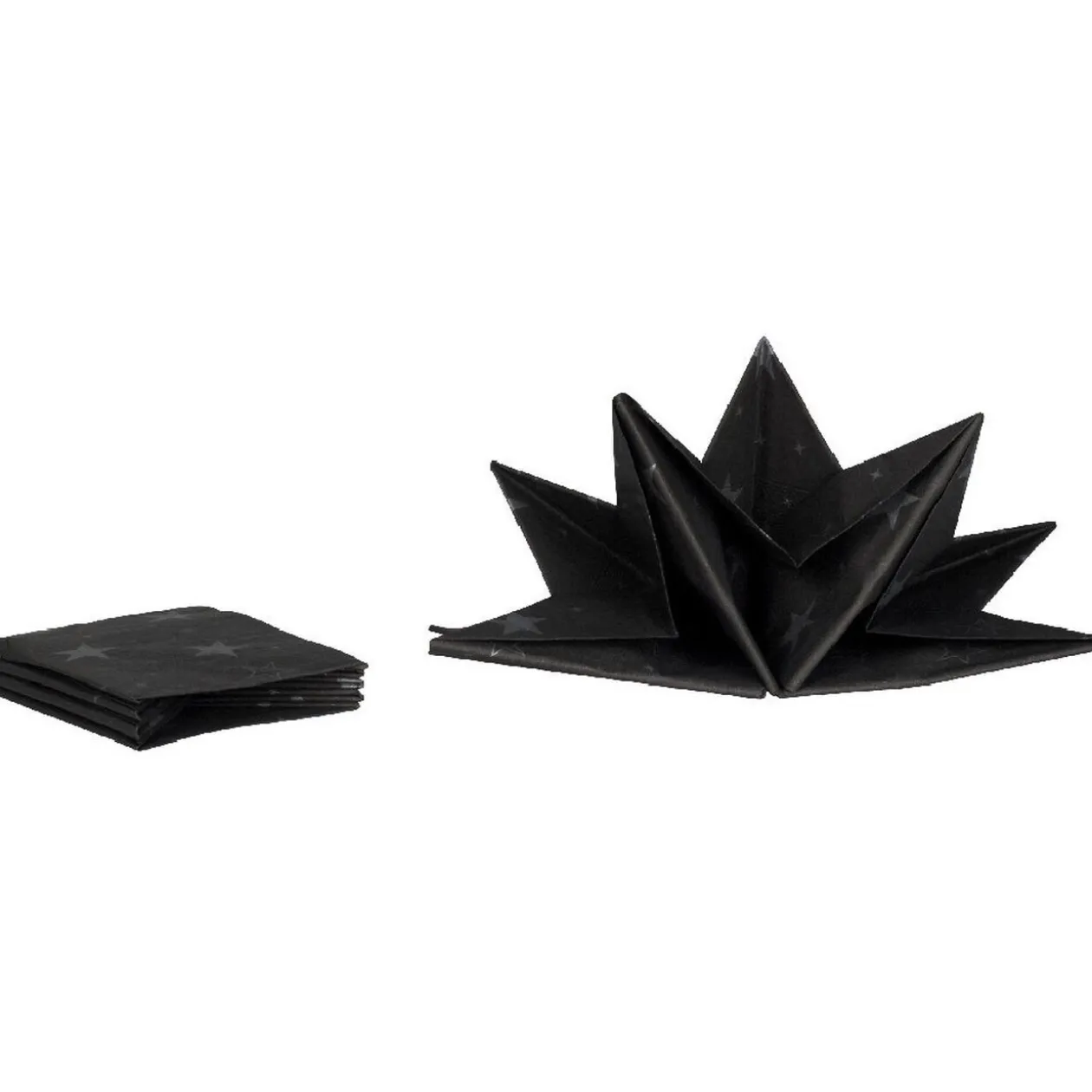 Serviette jetable pré pliée noire étoiles argentées x12