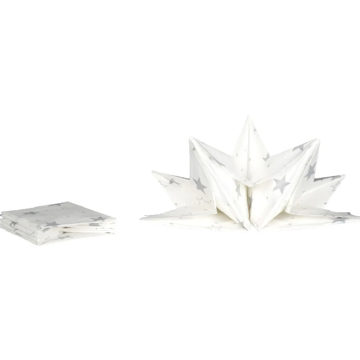 Serviette jetable pré pliée blanche étoiles argentées x12