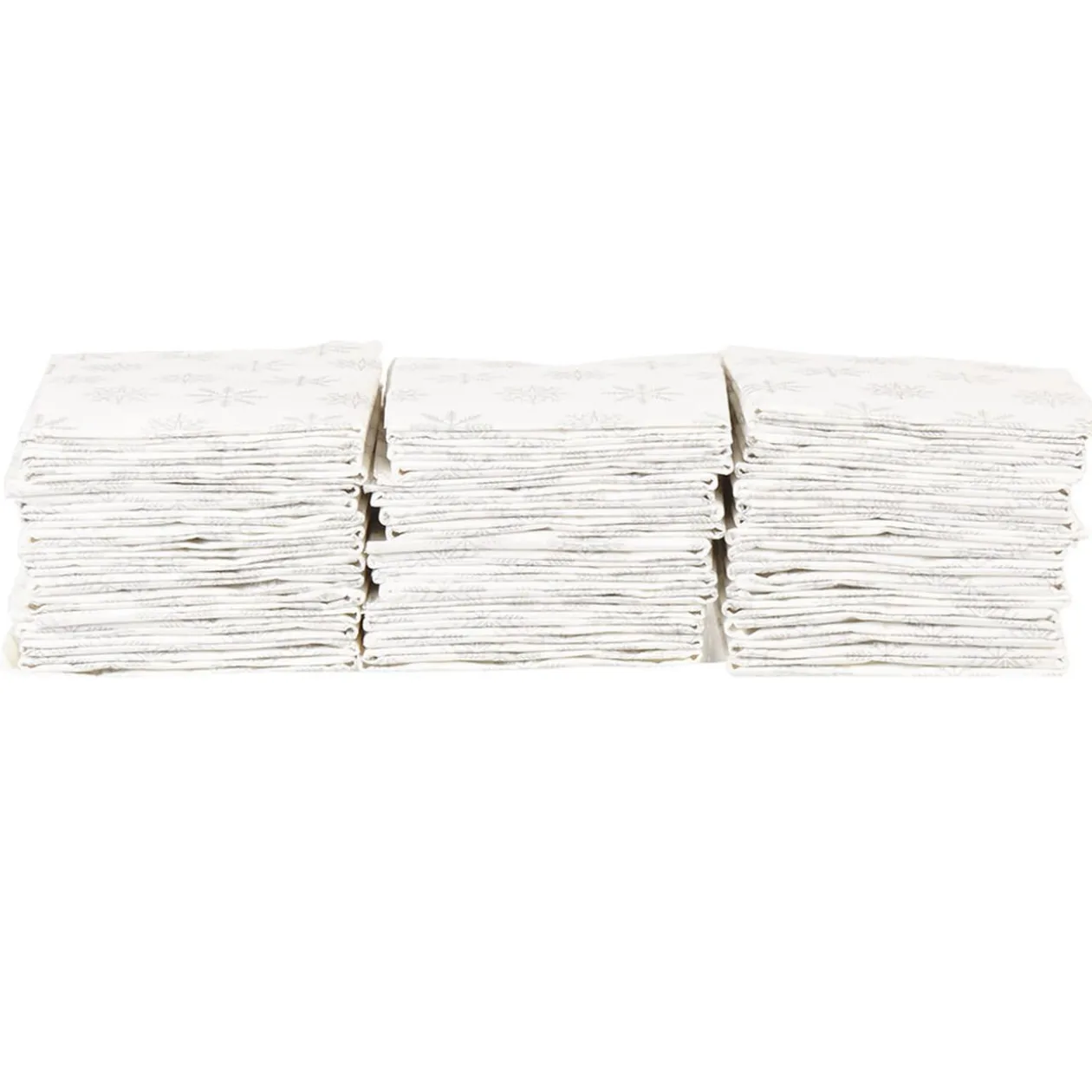 Serviette jetable pré pliée blanche flocons argentés x12