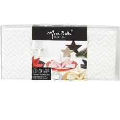 Serviette jetable pré pliée blanche chevrons argentés x12