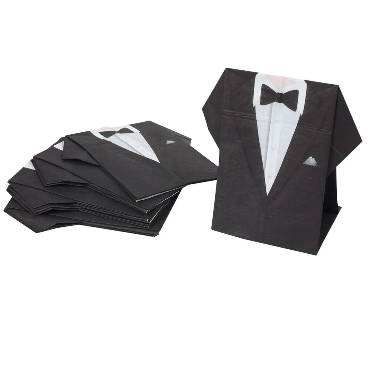 Serviette jetable pré pliée design costume de marié x10