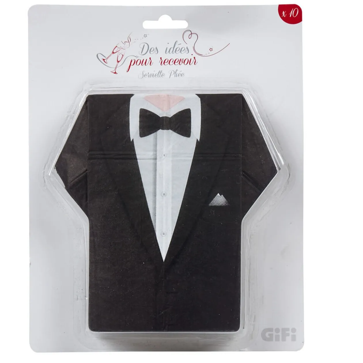 Serviette jetable pré pliée design costume de marié x10