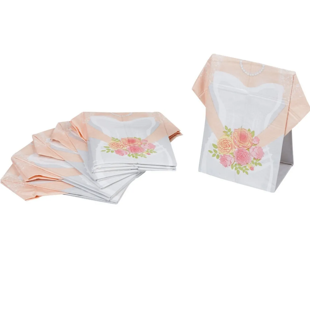 Serviette jetable pré pliée design robe de mariée x10