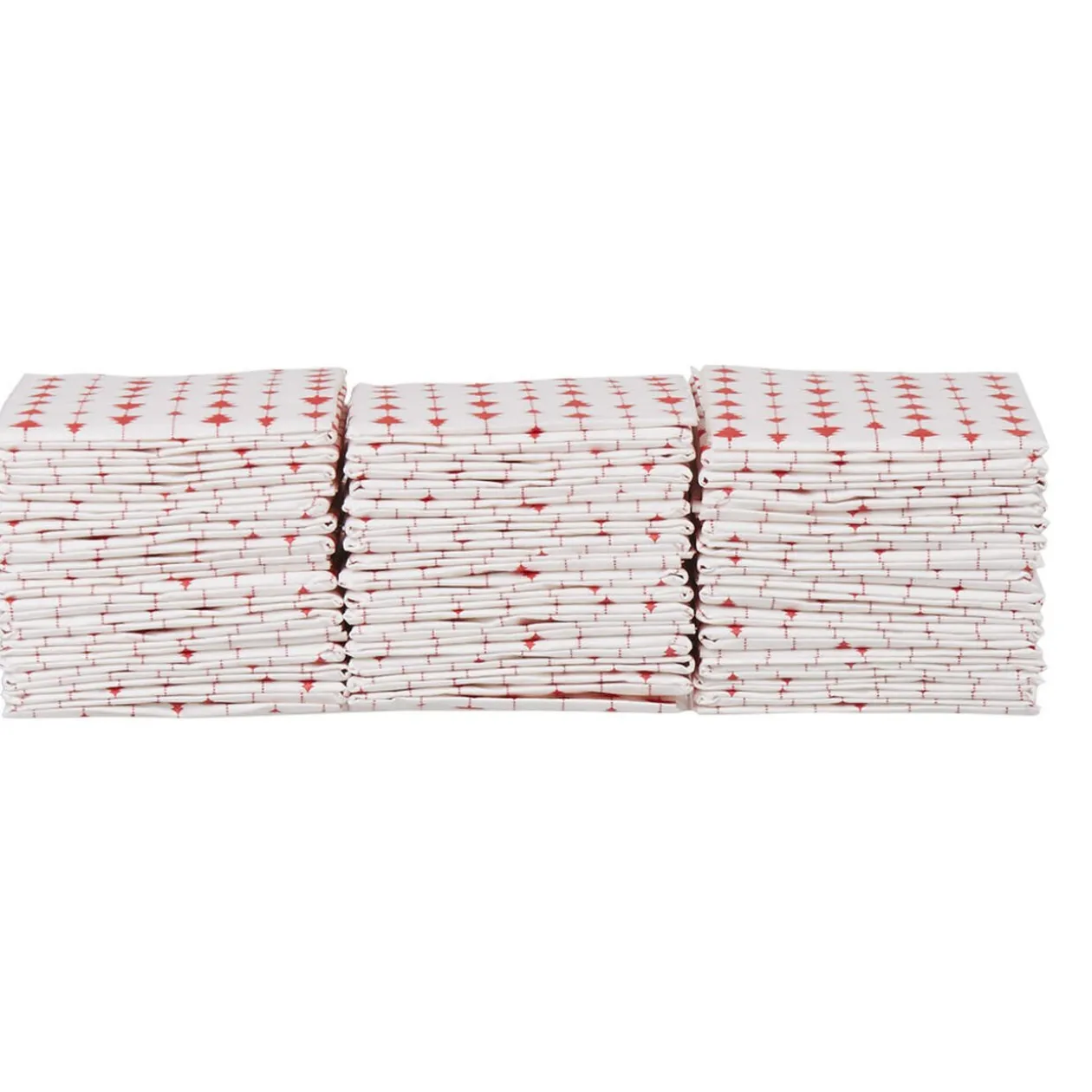 Serviette jetable pré pliée blanche sapins rouges x12