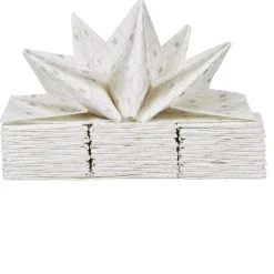 Serviette jetable pré pliée blanche étoiles argentées x12