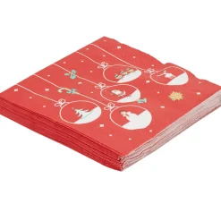 Serviette jetable rouge design suspensions de noël x20