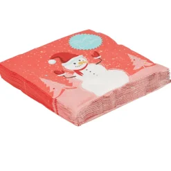 Serviette jetable rouge design bonhomme de neige x20