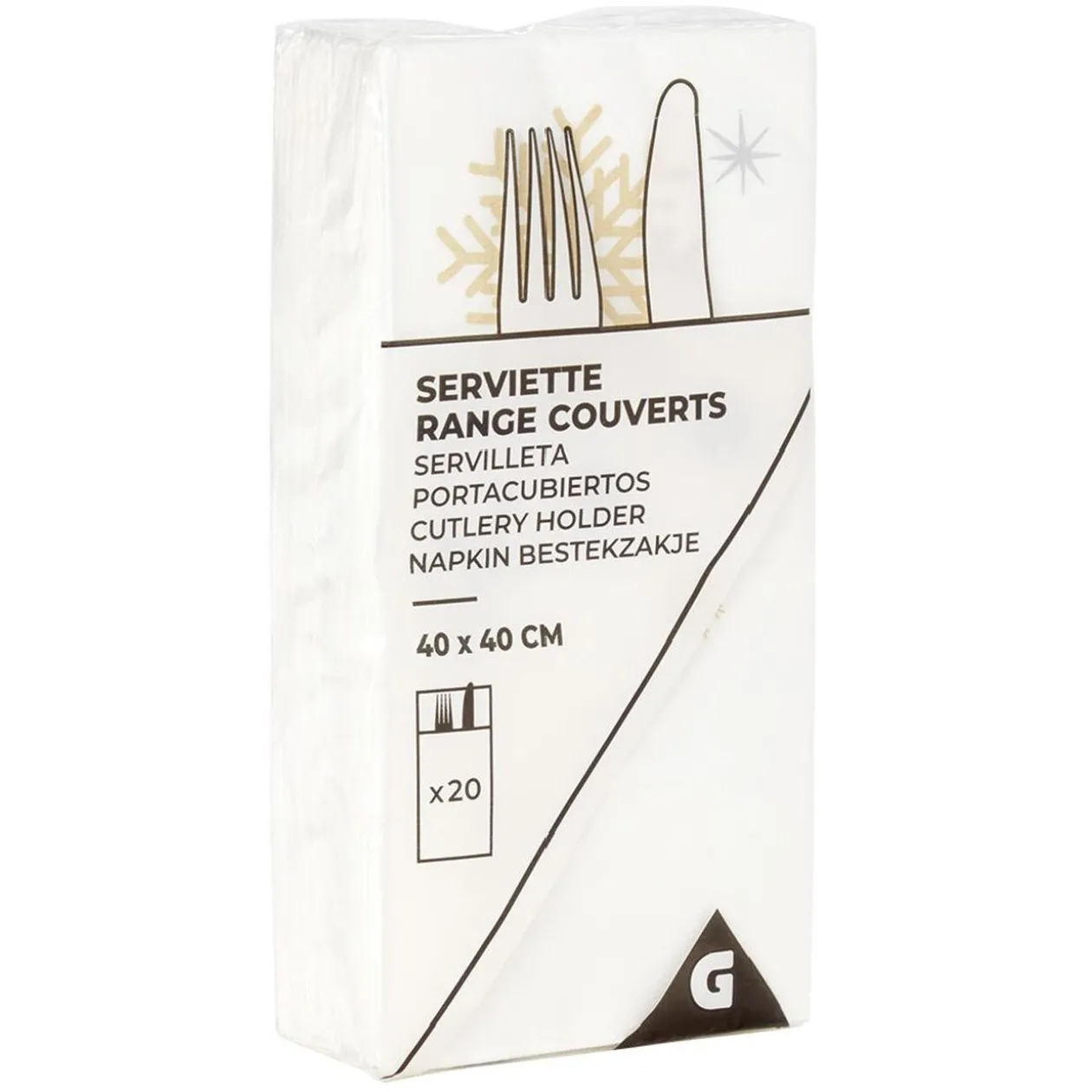 Serviette kangourou en papier motif flocon de neige x20