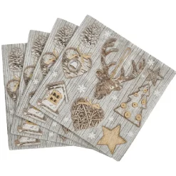 Serviette motif cerf beige x20