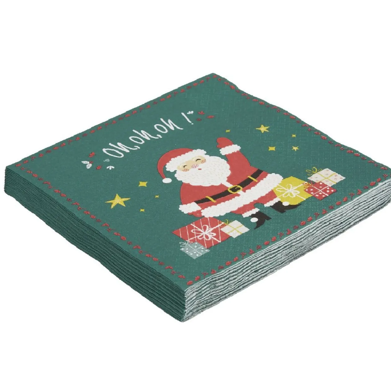Serviette motif Père Noël verte x20