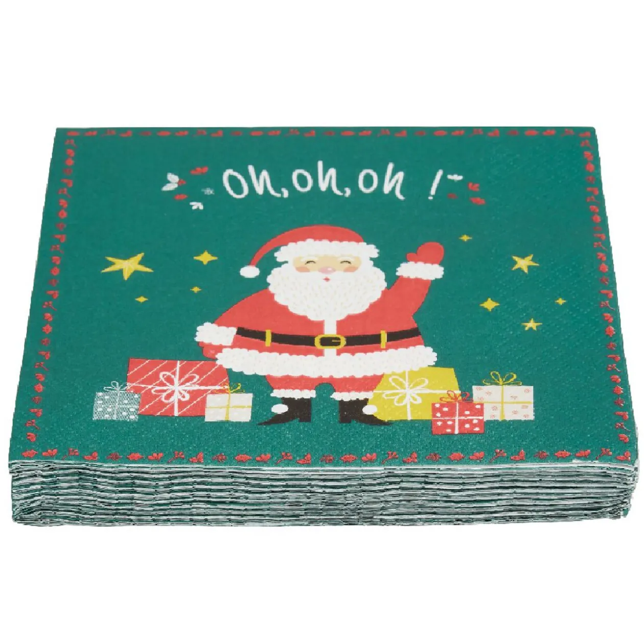 Serviette motif Père Noël verte x20