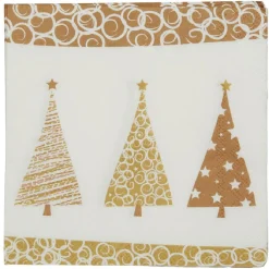 Serviette motif sapin de Noël en papier doré x20