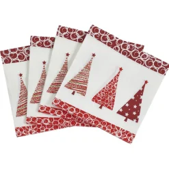 Serviette motif sapins blanche et rouge x20