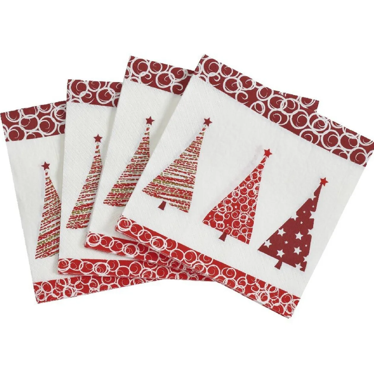 Serviette motif sapins blanche et rouge x20